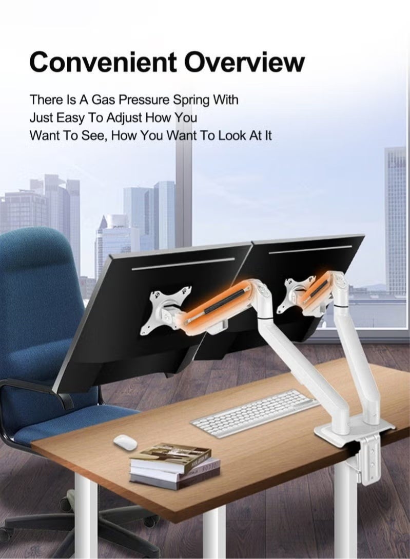 Bukela Dual Monitor Mount Stand, Articulating Gas Spring Monitor Arm, Adjustable Monitor Stand, Monitor Desk Mount with Clamp and Grommet Base - Fits 13 to 32 Inch LCD Computer Monitors - Image 3